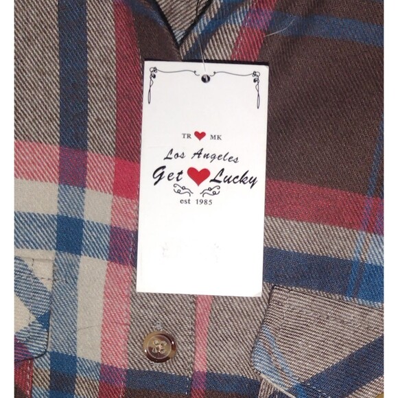 Get Lucky Los Angeles Lightweight Flannel Women's Medium Plaid NEW w/ TAGS - Picture 4 of 5